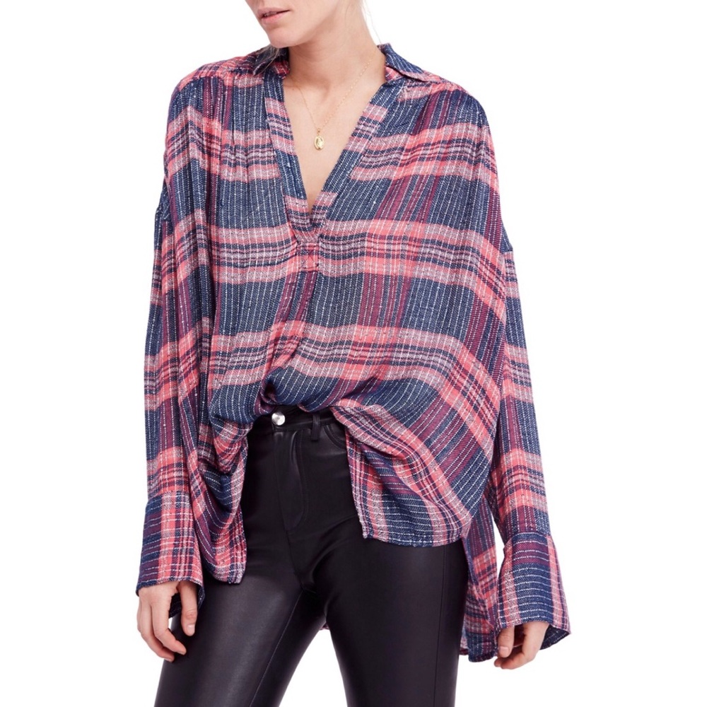FREE PEOPLE FEARLESS LOVE PLAID TOP ♥️IN STORES♥️